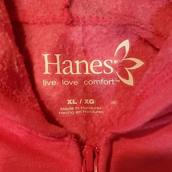 Hanes Pink Zip Up Hoodie XL - Picture 3 of 3